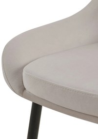 Jedálenská stolička Elmira - zamat, čierny rám - Sivá