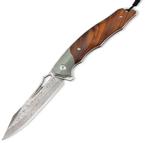 KnifeBoss damaškový zavírací nůž Titan Rose wood