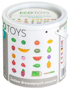 Drevené ovocie na krájanie 20 ks, ECOTOYS