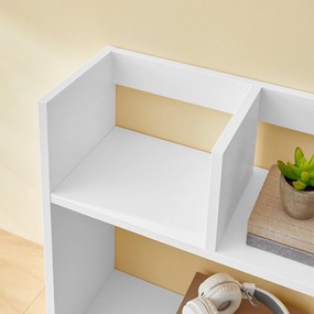 Polica na písací stôl, organizér so 6 policami, 80 × 20 × 50 cm, biely