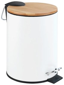 Biely pedálový odpadkový kôš Wenko Tortona Bamboo, 3 l