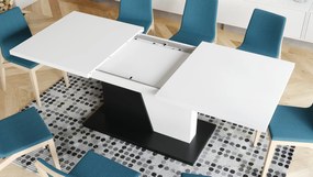 NOBLE NOIR Biely Mat/Čierny mat - ROZKLADANÝ STÔL DO 218 cm, pre 8, 10 osôb.