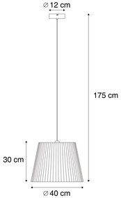 Vonkajšia závesná lampa čierna s oranžovým lanovým tienidlom IP44 - Cava Jayla