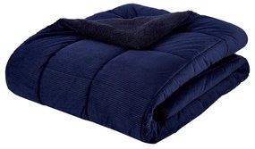 Tmavomodrý prešívaný prehoz z mikroplyšu na dvojlôžko 200x220 cm Cosy Cord - Catherine Lansfield