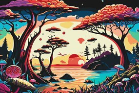 Gario Maľovanie podľa čísel Les plný húb Rozmery: 120 x 80 cm, Rámovanie: S vnútorným rámom