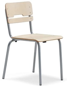 Školská stolička SCIENTIA, široké sedadlo, V 460 mm, strieborná/breza