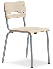 Školská stolička SCIENTIA, široké sedadlo, V 460 mm, strieborná/breza