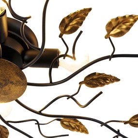 Inteligentné stropné svietidlo čierne so zlatom 80 cm 4-svetlá vrátane 4 Wifi P45 - Foglie