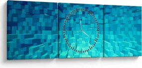 Obraz - abstraktné kocky (s hodinami) (90x30 cm)