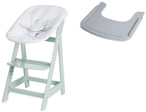 roba Detská vysoká stolička Born Up Zickzack 2 v 1, mentolová + Pultík k jedálenskej stoličke, hnedosivá (800008530)