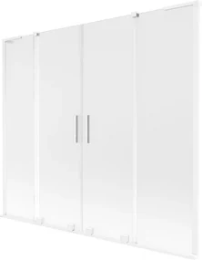 Mexen Velar L Duo, 2-krídlová posuvná vaňová zástena 170 x 150 cm, 8mm sklo námraza, biela matná, 896-170-003-32-20