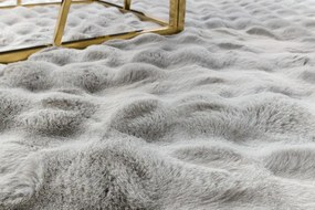 Koberec BUBBLE strieborný 21 štrukturálny 3D, kruh