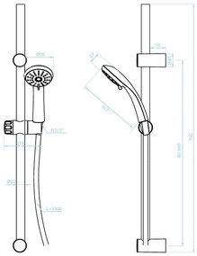Kuchinox Cento, sprchový stĺp 70 cm s ručnou sprchovou hlavicou, biela, LAV-NKC_61A1