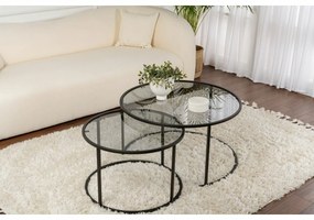 Súprava konferenčných stolíkov Aurum Black and Grey 80 cm, 2 ks