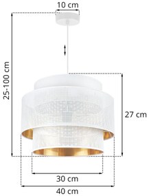Závesné svietidlo Asti, 1x biele PVC tienidlo, (fi 40cm), g, w