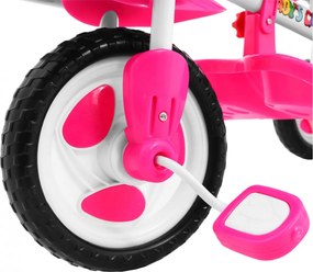 Ramiz Detský trojkolesový bicykel Elephant Ružová + zvuky + strieška + zábrana + opierka na nohy + rukoväť + úložný priestor