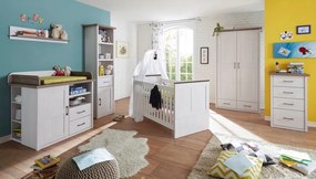 Vysoký úložný regál Luca, dub/bielená pínia