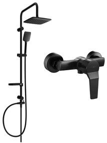 Mexen Sven sprchová zostava s ručnou a dažďovou sprchou + sprchová batéria Caro, čierna matná, 746640262-70