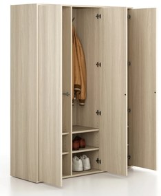 Šatníková skriňa FRAME, 3 oddiely, 1299 x 450 x 1735 mm, PUSH-lock, dub prírodný