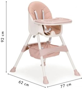 ECOTOYS Detská jedálenská stolička 2v1 Rose