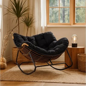 Záhradné hojdacie kreslo na terasu, do obývačky čierne ELTON