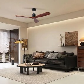 ZEVENTI - Stropný ventilátor LIONI Wi-Fi Tuya čierna/dub + diaľkový ovládač