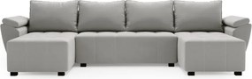 Rozkladacia sedacia súprava do U LIVARO 305x140 cm, svetlosivá