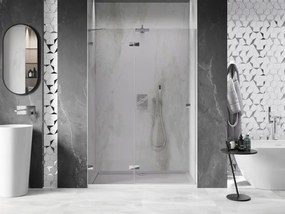Mexen, Mexen Lunar ľavé výklopné sprchové dvere 135 cm, transparentné, chróm - 834-135-000-01-00-L