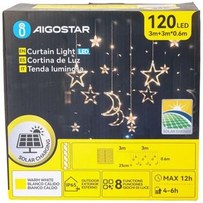 Aigostar - LED solárny vianočný reťazec 120×LED/8 režimov 3×0,6 m 500 mAh IP65 teplá biela