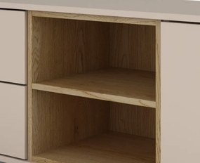 TV skrinka so zásuvkami Avola, 140 cm, béžová kašmír/dub cremona