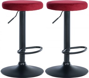 2x Barová stolička Ponte - zamat, čierny rám - Červená