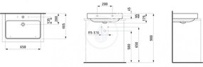 LAUFEN Pro S Umývadlo, 650 mm x 465 mm, 3 otvory na batériu, biela H8169640001081