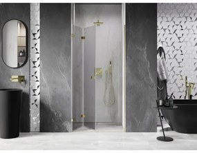 Mexen, Mexen Lunar-F skladacie ľavé sprchové dvere 85 cm, transparentné, zlaté - 836-085-000-50-00-L