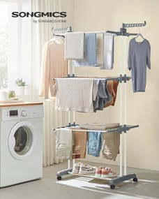 SONGMICS Veľký sušič na prádlo, 64 x 126 x 172 cm, biely