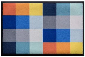 Geometrické vzory- premium rohožka - modro-žltá pepita (Vyberte veľkosť: 60*40 cm)