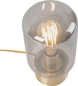 Dizajnová stolová lampa mosadz so sklom s dymovým efektom - Bliss Cute