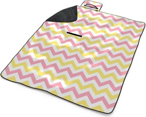 Sablio Plážová deka Ružové a žlté cikcaky: 200x140 cm