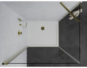 Mexen Pretoria sprchovací kút 70 x 80 cm, priehľadný, zlatý + plochá sprchová vanička-852-070-080-50-00-4010
