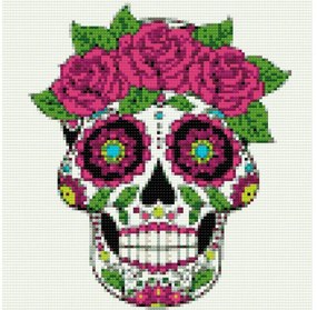 Gario Diamantové maľovanie Día de los muertos Rozmery: 50 x 50 cm, Rámovanie: Iba zrolované plátno, Diamanty: Štvorcové