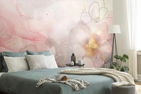 Tapeta elegantné kvety s ružovo-zlatým nádychom