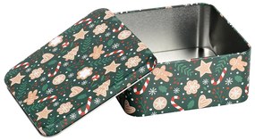 VILDE Plechová dóza na cukrovinky / sušienky, vianočný motív, 15 x 15 x 6,5 cm