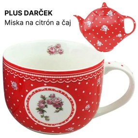 Šálka v krabičke "Elegant red + darček", porcelán, 500 ml