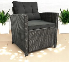 Set dvoch záhradných kresiel z technoratanu SFS020-SC - sivé + sivé vankúše