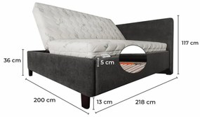 Posteľ čalúnená ZEFIRA + lamelový rošt + matrac EMI