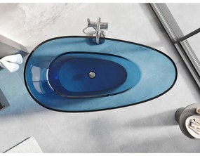 Mexen Glass Denim, voľne stojaca priesvitná vaňa 170 x 85 cm, chrómová zátka, 58061708507