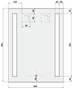Mereo Mereo, Zrkadlo 60x80 cm s LED osvetlením, MER-CN698