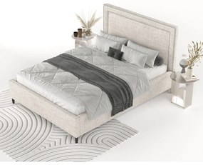 Krémová čalúnená dvojlôžková posteľ s úložným priestorom s roštom 180x200 cm Baleine – Maison de Rêve