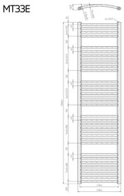 Mereo, Vykurovací rebrík oblý 450x1330 mm, biely, elektrický, MER-MT32E