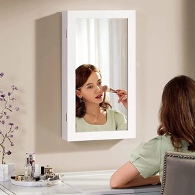 Skrinka na šperky, závesná zrkadlová skrinka, biela