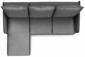 Rozkladacia rohová sedačka Taila Mini ľavá - šedý zamat Velluto 18 / čierne nožičky